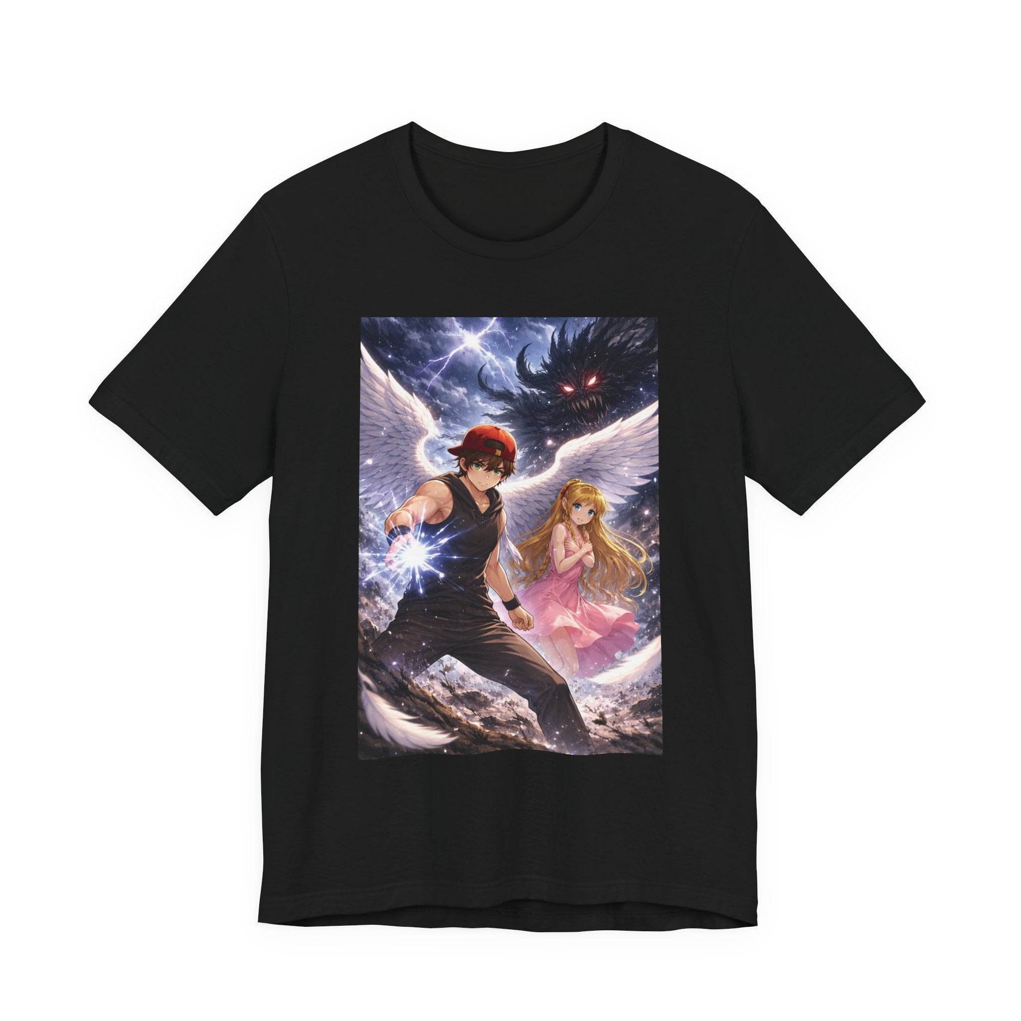 Anime Angel & Friend Graphic Tee — Cute Fantasy Illustration T-...