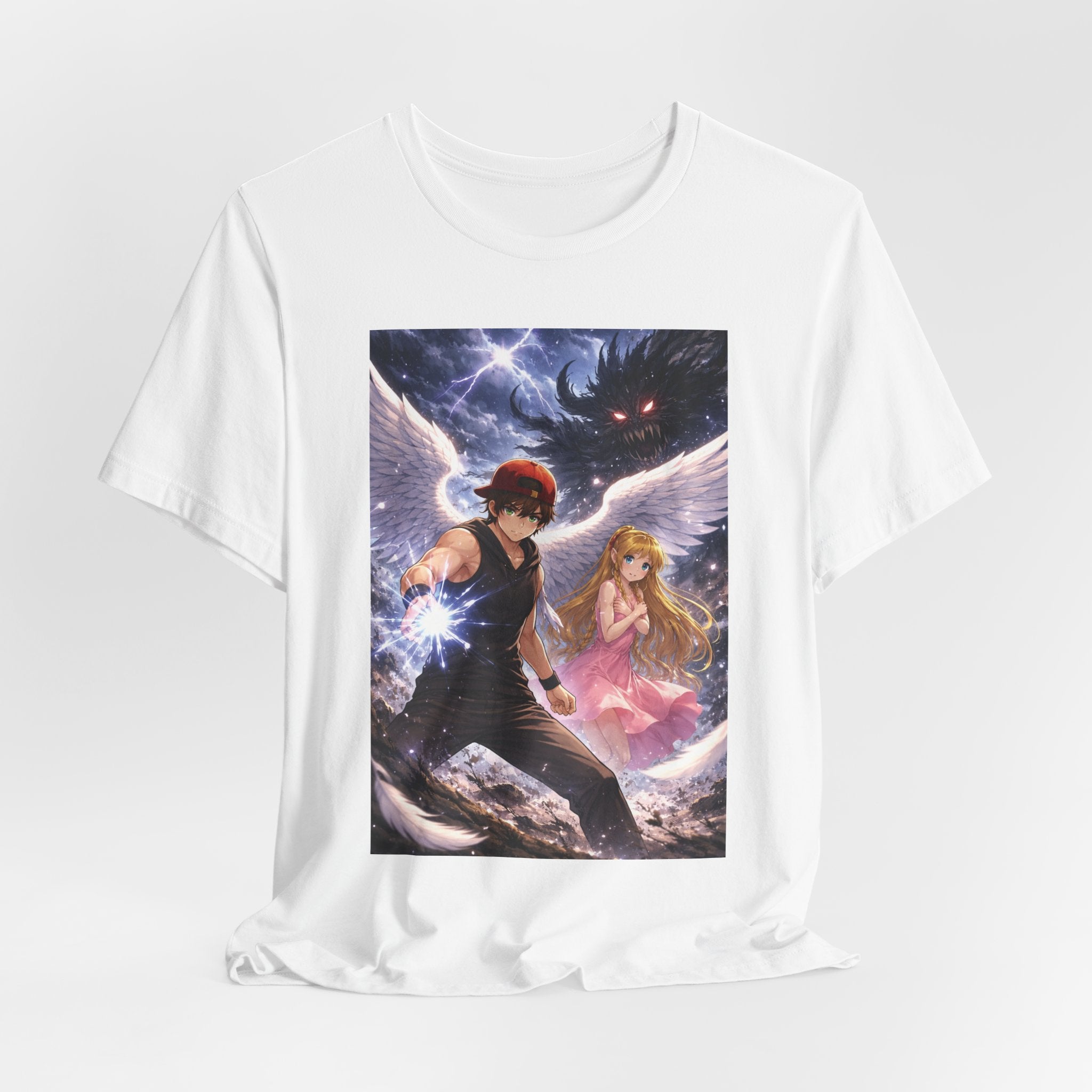 Anime Angel & Friend Graphic Tee — Cute Fantasy Illustration T-...