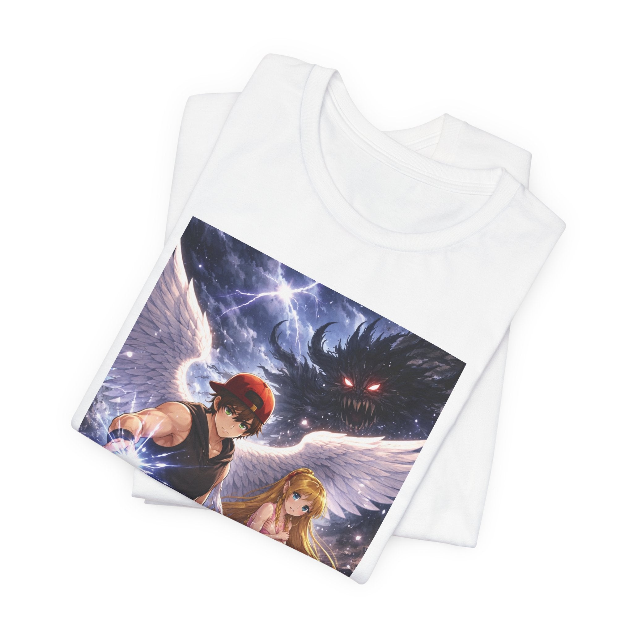 Anime Angel & Friend Graphic Tee — Cute Fantasy Illustration T-...
