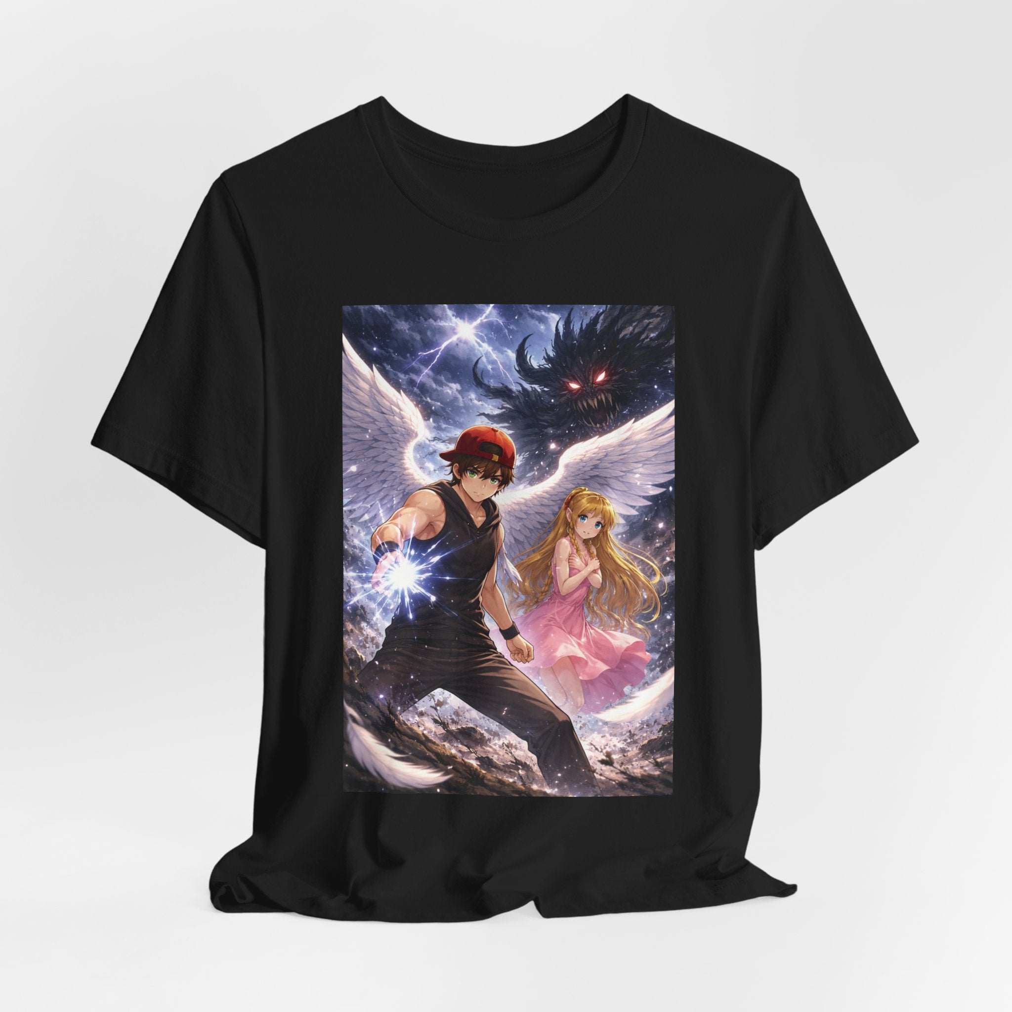 Anime Angel & Friend Graphic Tee — Cute Fantasy Illustration T-...