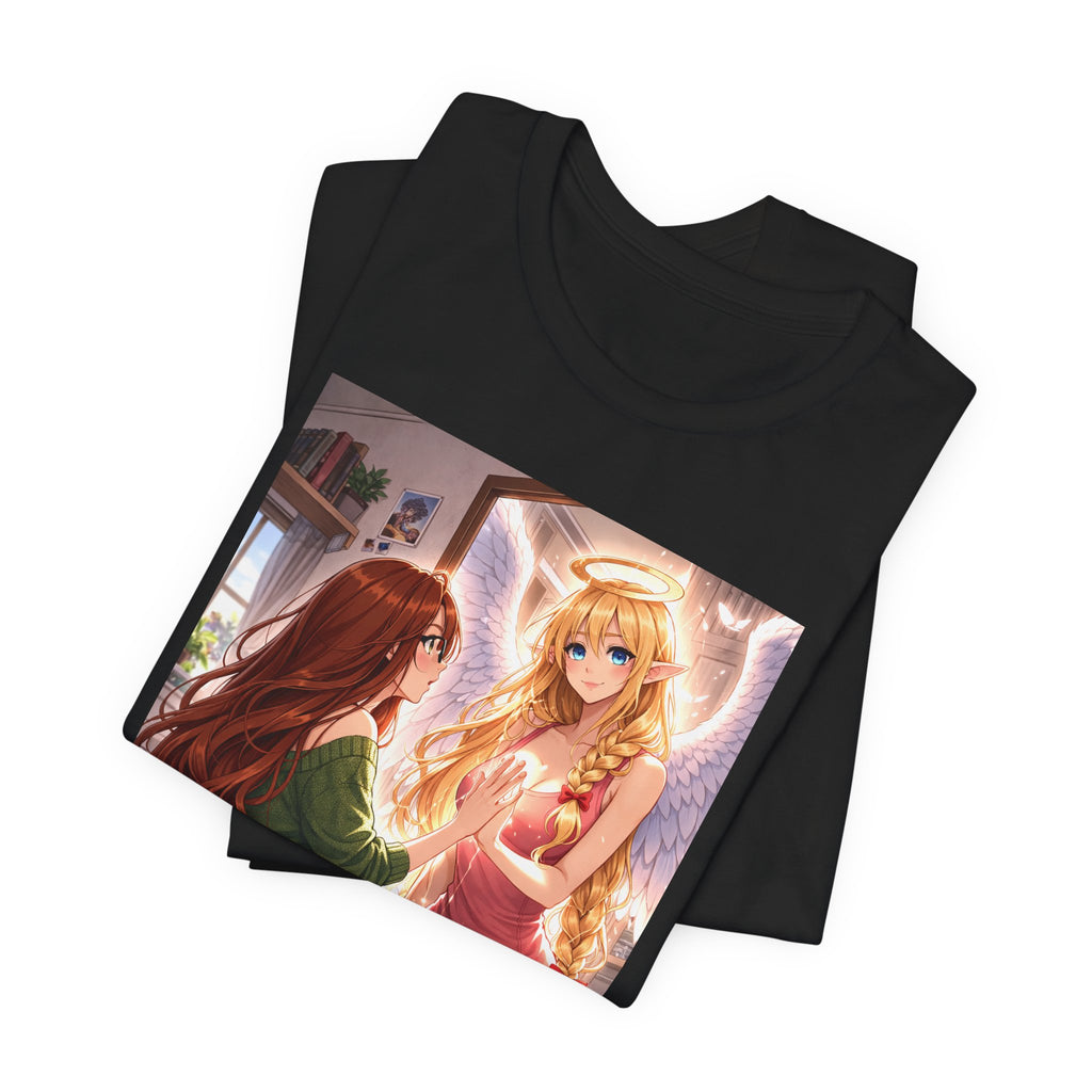 Anime Angel & Friend Graphic Tee — Cute Fantasy Illustration T-Shirt