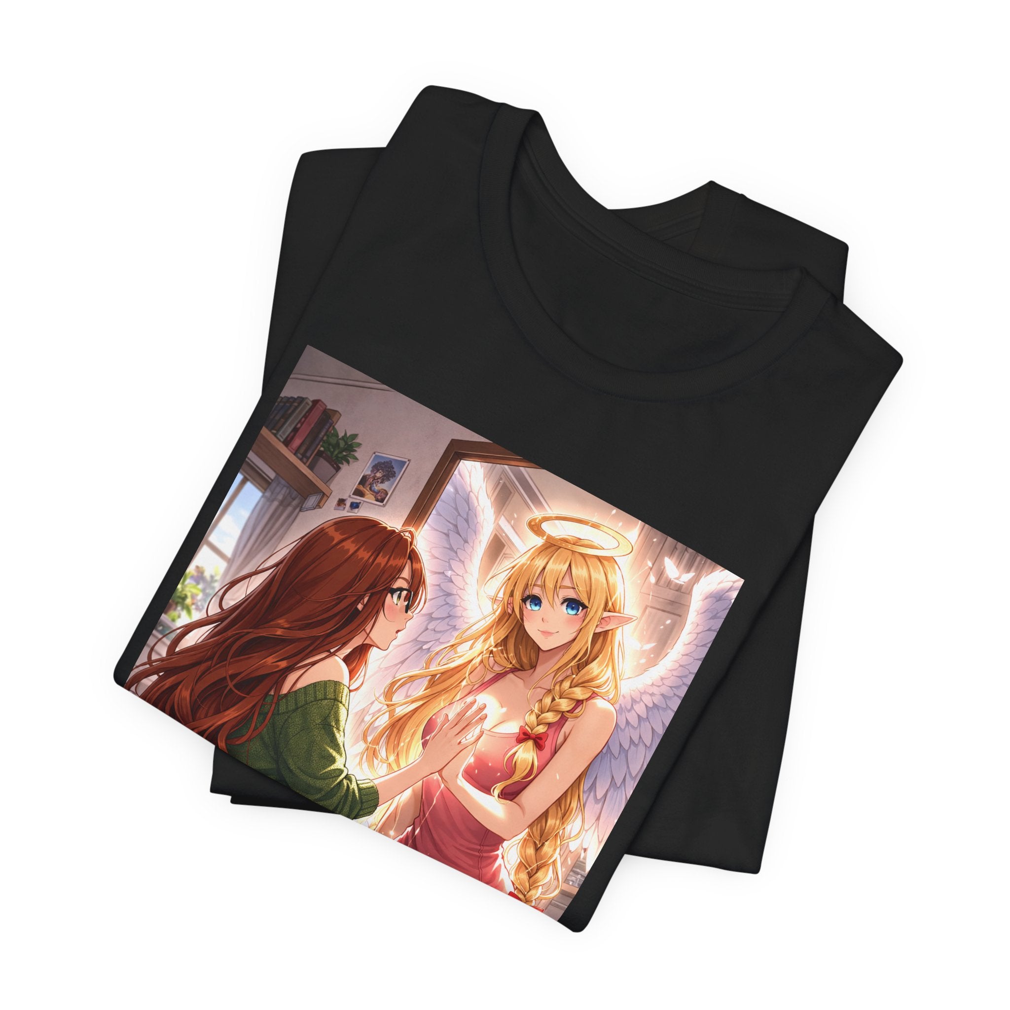 Anime Angel & Friend Graphic Tee — Cute Fantasy Illustration T-Shirt